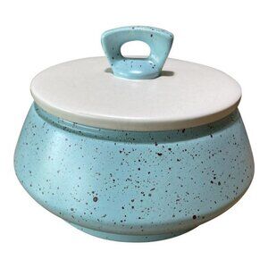MCM 1950s Bauer Speckled Turquoise Blue White California Pottery Serving Dish